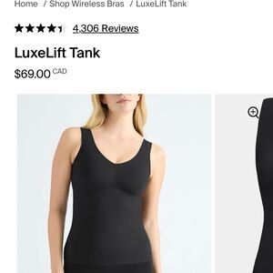 Knix LuxeLift Tank Black wire-free built-in support Size XL